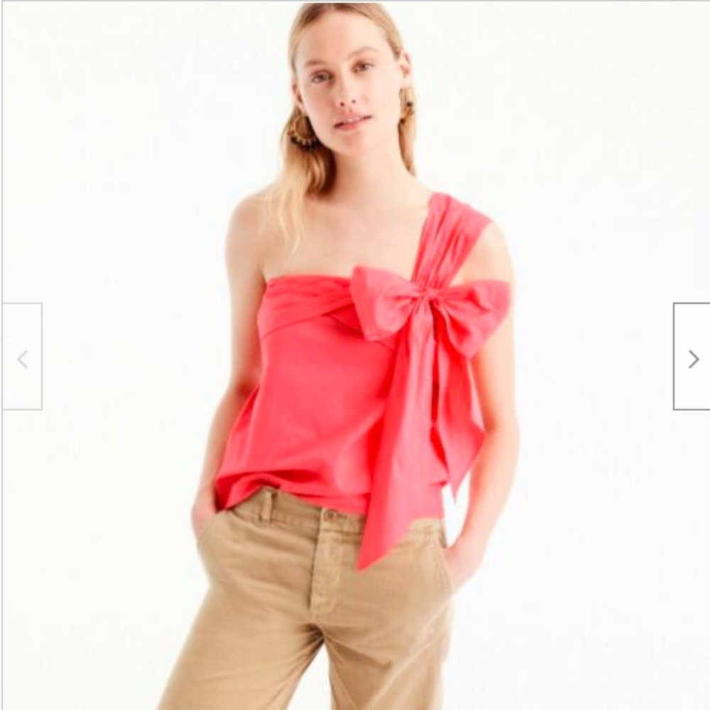 J. Crew One Shoulder Bow Top in Wildflower Pink